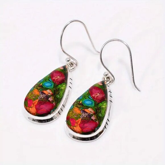 Bohemian Retro Water Drop Dangle Earrings - Picture 1 of 3